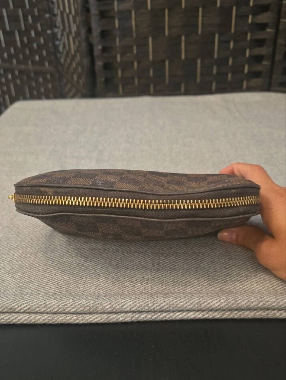 Louis Vuitton Damier Ebene Cosmetic Pouch PM (AS IS / Read Description)